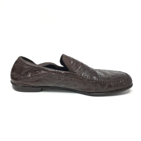 Prada Loafers Shoe Sz 7 UK/8 US Brown Full Ostrich main image 7